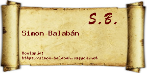 Simon Balabán névjegykártya